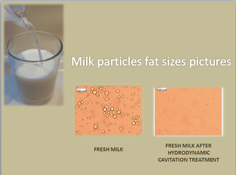 Cavitation and homogenization of milk
